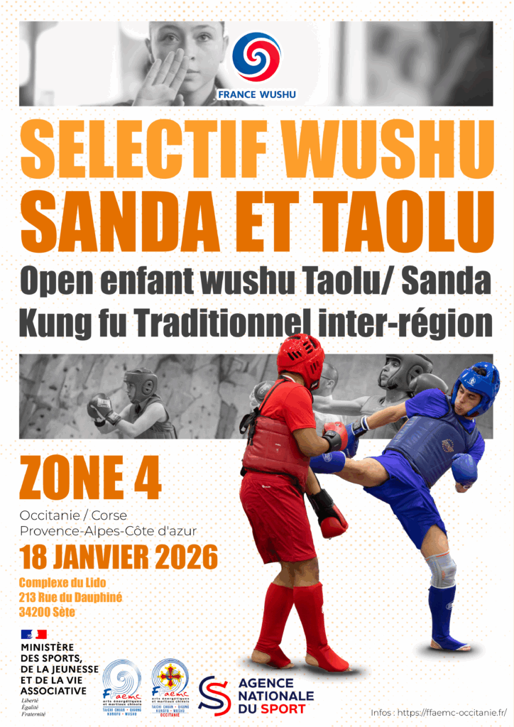 Rendez-vous pour le sélectif aux Championnats de France 🇫🇷 Les compétiteurs de Wushu, Sanda, Kung Fu traditionnel et Taolu enfants s’affronteront lors de cette journée interrégionale Occitanie / Corse / Provence-Alpes-Côte d’Azur.